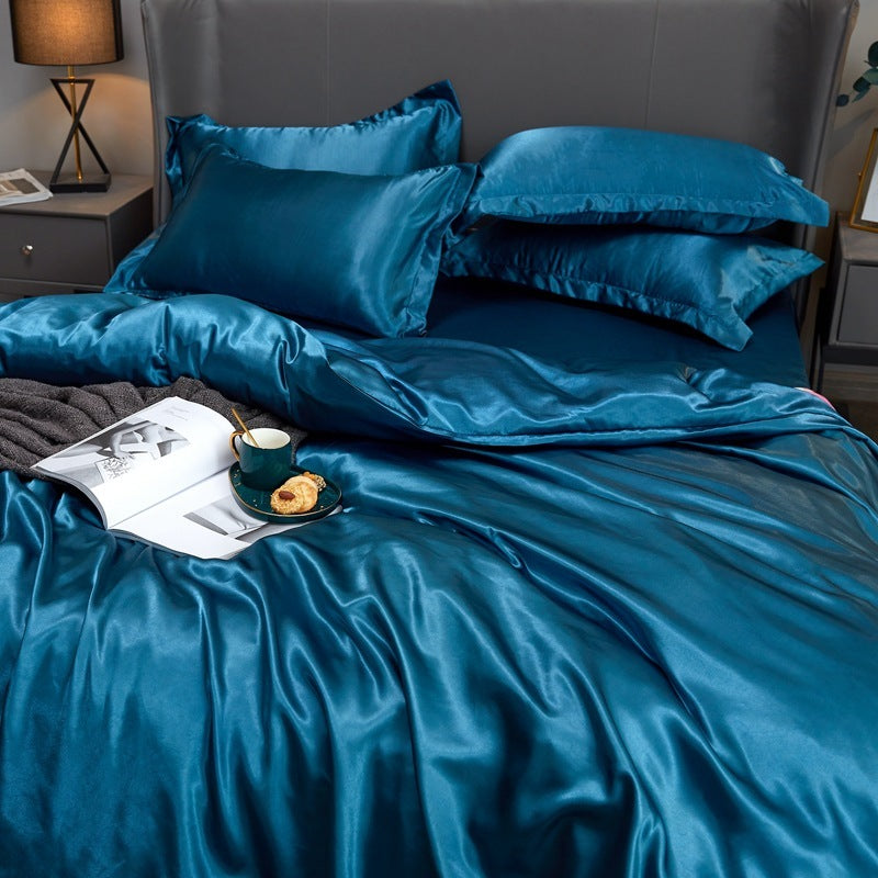 Ice Four-piece Set Cool Bare Sleeping Real Silk Quilt Cover Sheets