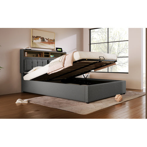 Linen Bed Frame With Slatted Frame